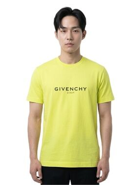Givenchy Paris Neon Green Logo T-Shirt Size Large Designer Tee